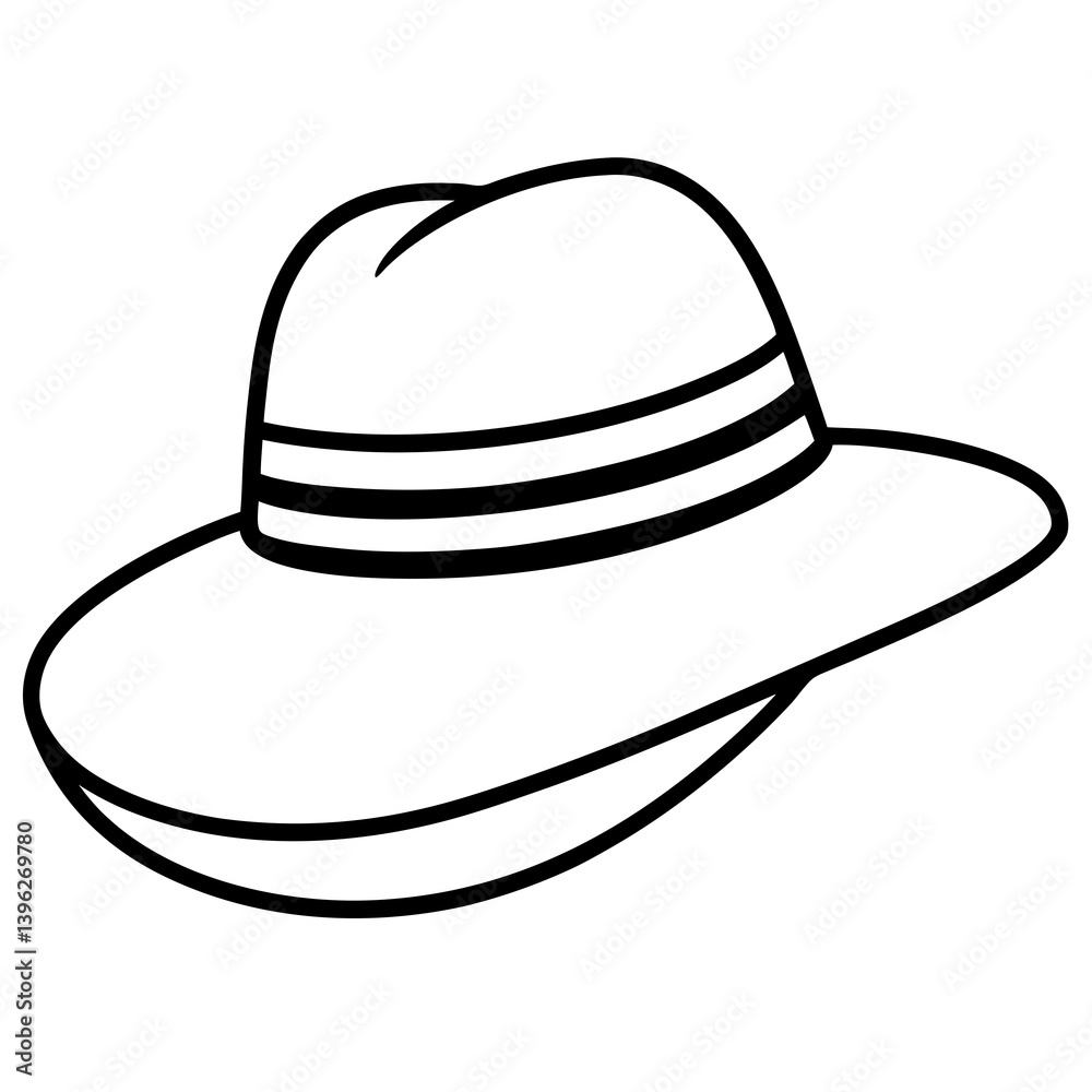 Minimal Sun Hat Vector Illustration on White Background Minimal Sun Hat Vector Illustration on White Background