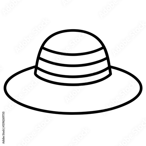 Minimal Sun Hat Vector Illustration on White Background