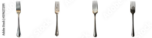 Set of Elegant Stainless Steel Forks with Sleek Design realistic image isolated on transparent background