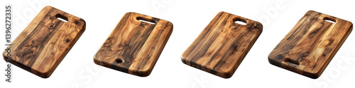 Set of Wooden Cutting Boards with Unique Grain Patterns realistic image isolated on transparent background