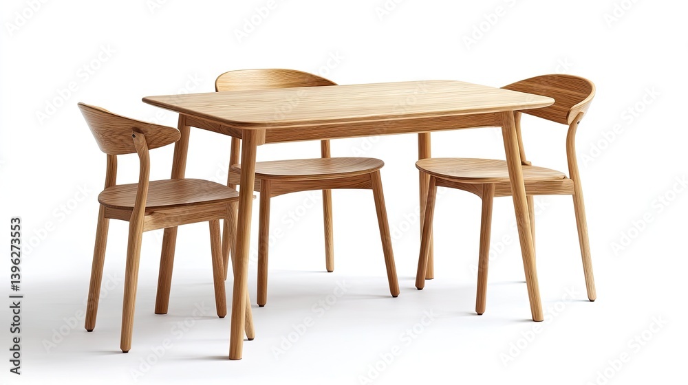Scandinavian-style Canadian dining set with light wood tones and minimalist curves Scandinavian-style Canadian dining set with light wood tones and minimalist curves