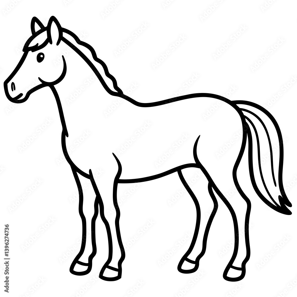 Minimal Horse Vector Illustration on White Background Minimal Horse Vector Illustration on White Background