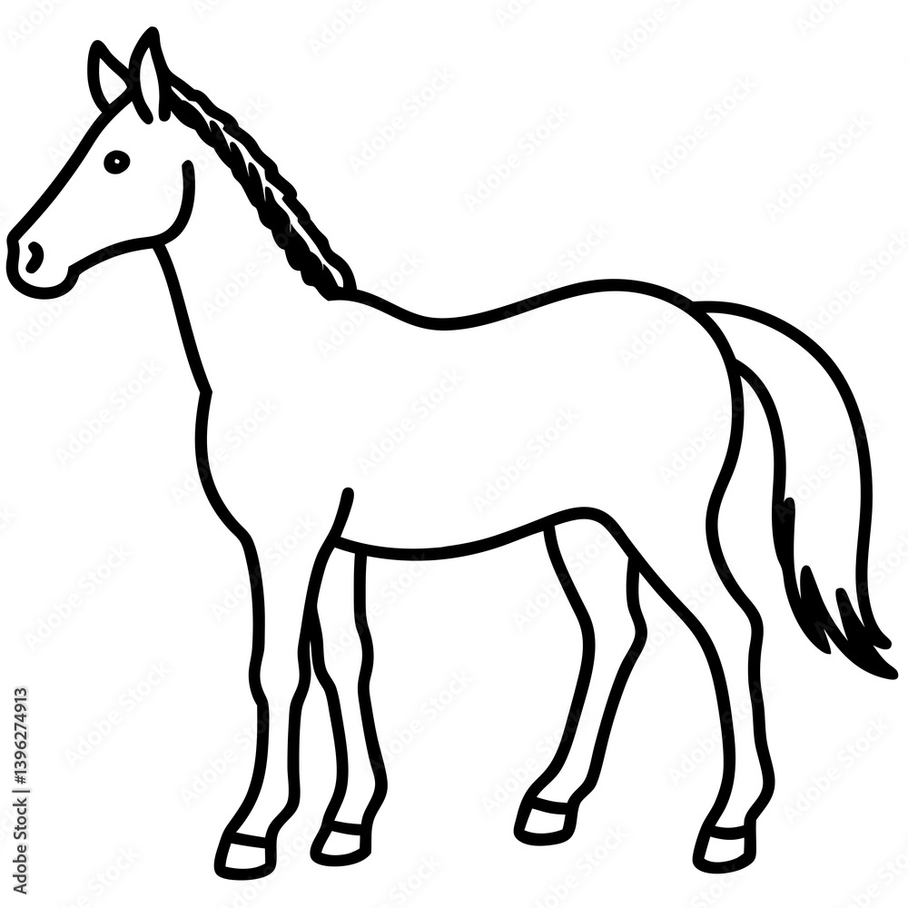 Minimal Horse Vector Illustration on White Background Minimal Horse Vector Illustration on White Background
