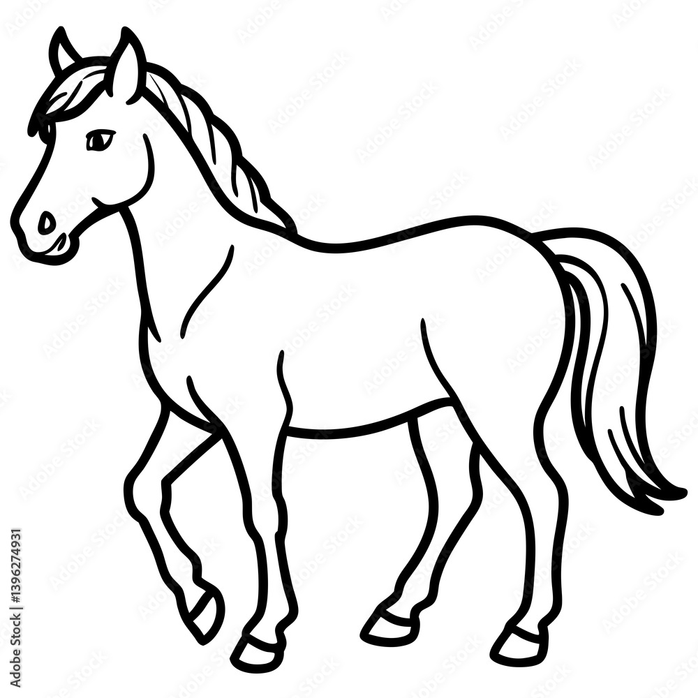 Minimal Horse Vector Illustration on White Background Minimal Horse Vector Illustration on White Background
