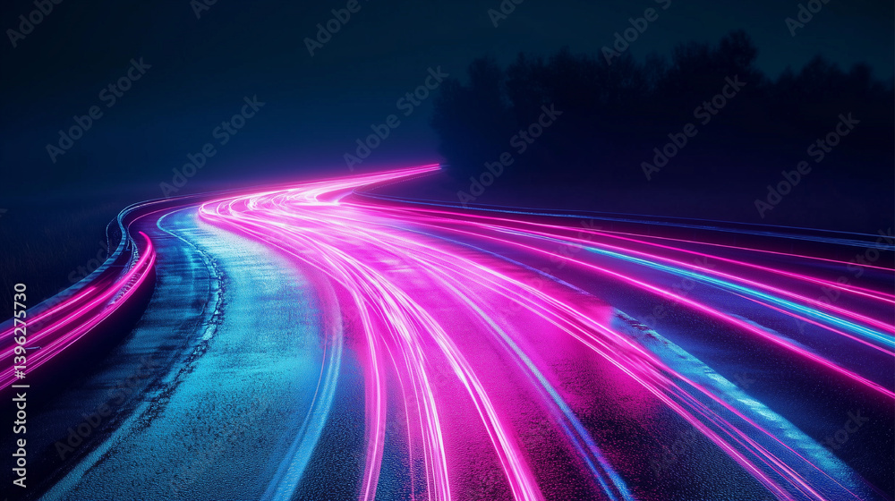 Blue Purple Sport Cars Race Trails at Night Speed Minimalist traffic trails Laser track, neon curves Texture Abstract Futuristic racing glow, speed lines Neon speedway, motion Royal VIP speed drive