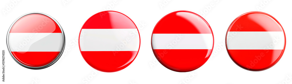 Set of round Austria flag isolated on transparent background Set of round Austria flag isolated on transparent background
