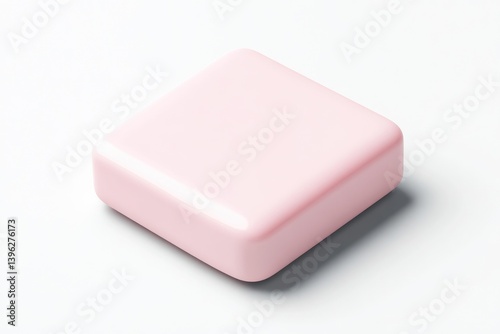 A pale pink square block, smooth and glossy