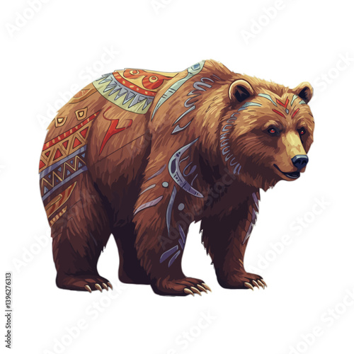 Decorated Brown Bear Illustration