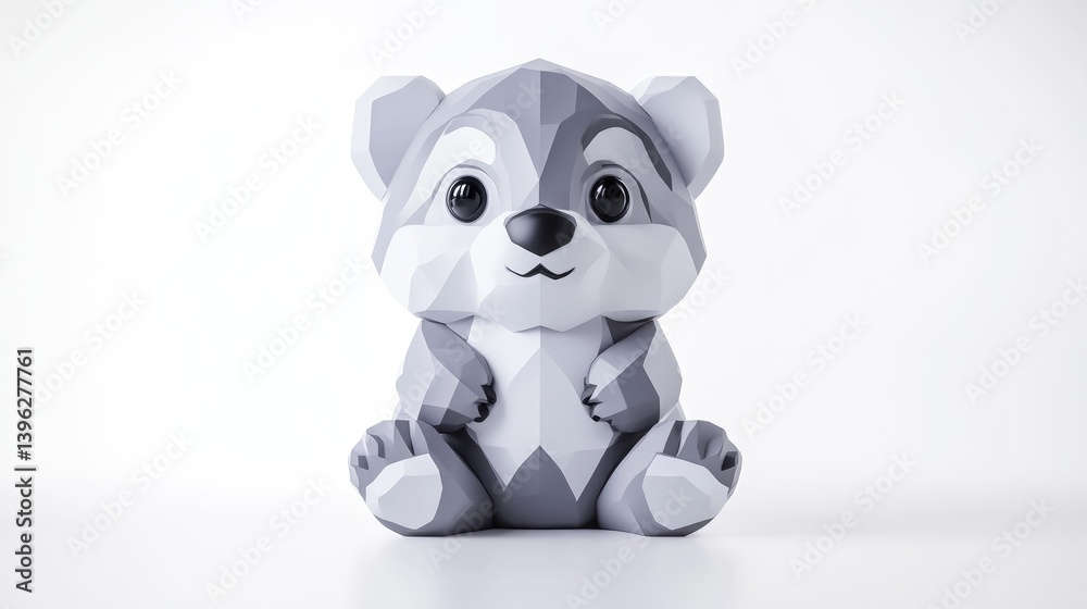Naklejka premium Cute gray polygon animal figurine