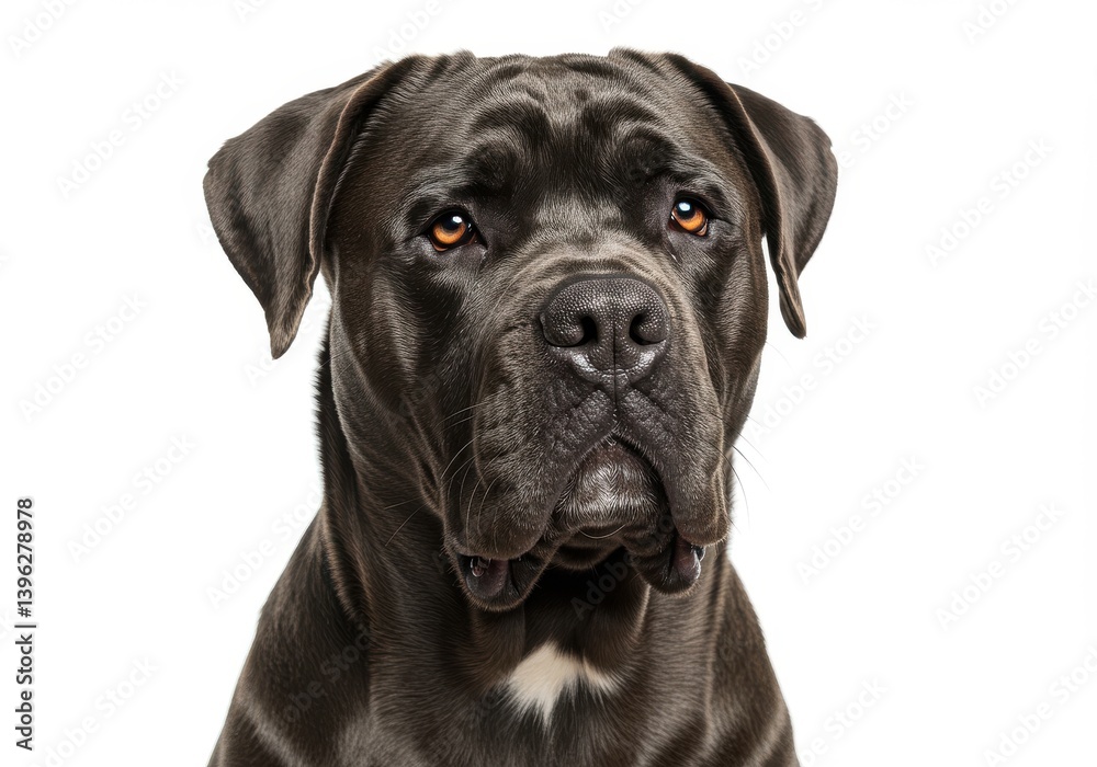 A cane corso dog portrait isolated on white background A cane corso dog portrait isolated on white background