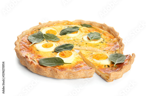 Cut Easter egg tart with sp...
