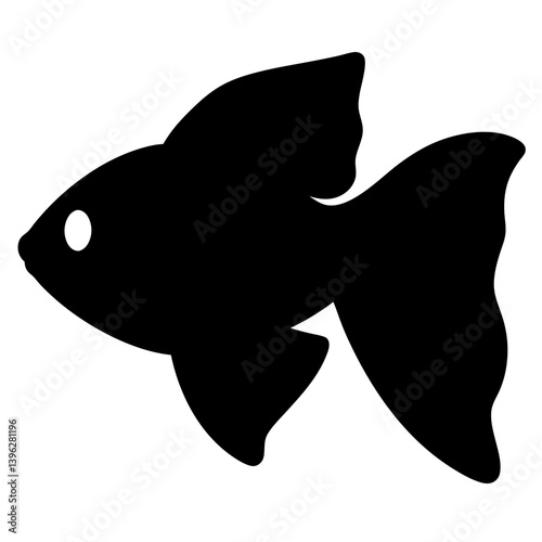betta fish black silhouette of a moorish idol fish aquatic animal ocean life- simple black silhouette of a betta fish tropical sea life animal icon,