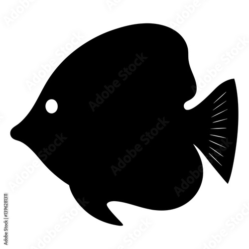 bristlenose pleco fish black silhouette of a moorish idol fish aquatic animal ocean life- simple black silhouette of a bristlenose pleco fish tropical sea life animal icon,