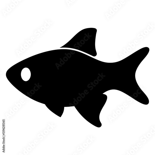 celestial pearl danio fish black silhouette of a moorish idol fish aquatic animal ocean life- simple black silhouette of a celestial pearl danio fish tropical sea life animal icon,