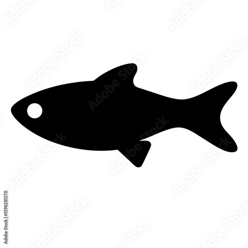 celestial pearl danio fish black silhouette of a moorish idol fish aquatic animal ocean life- simple black silhouette of a celestial pearl danio fish tropical sea life animal icon,