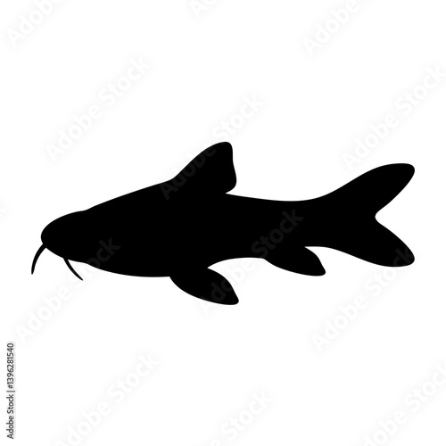 corydoras catfish black silhouette of a moorish idol fish aquatic animal ocean life- simple black silhouette of a corydoras catfish tropical sea life animal icon,
