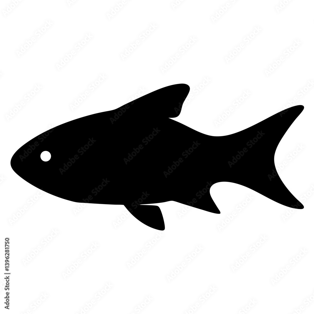 glass catfish black silhouette of a moorish idol fish aquatic animal ocean life- simple black silhouette of a glass catfish tropical sea life animal icon,