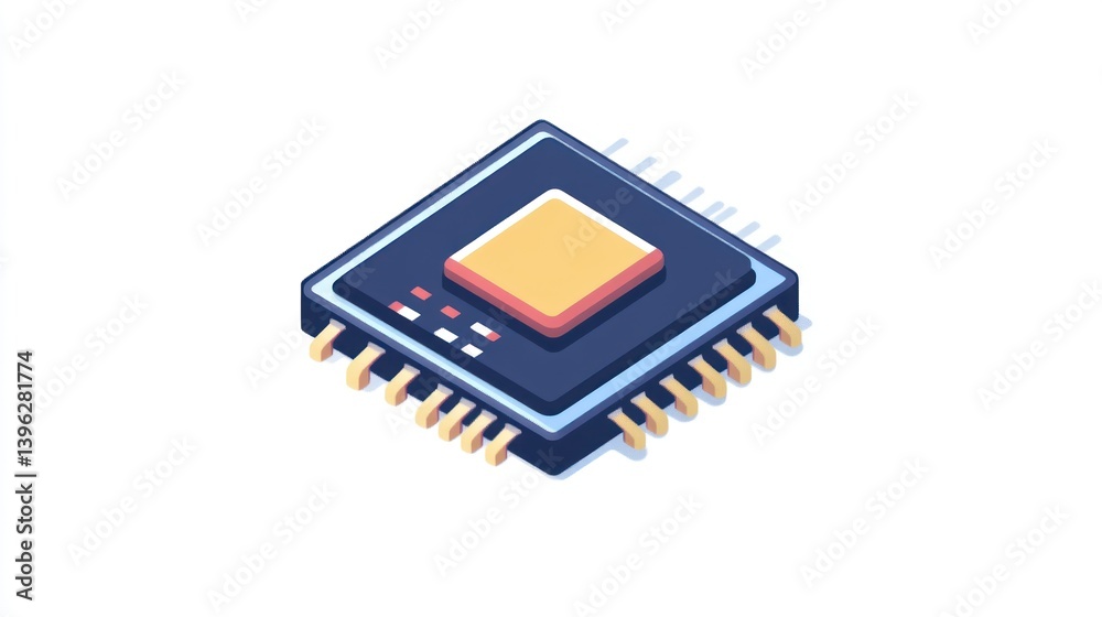 Microchip Illustration Modern Electronic Component Design for Technology and Engineering Proje Microchip Illustration Modern Electronic Component Design for Technology and Engineering Proje