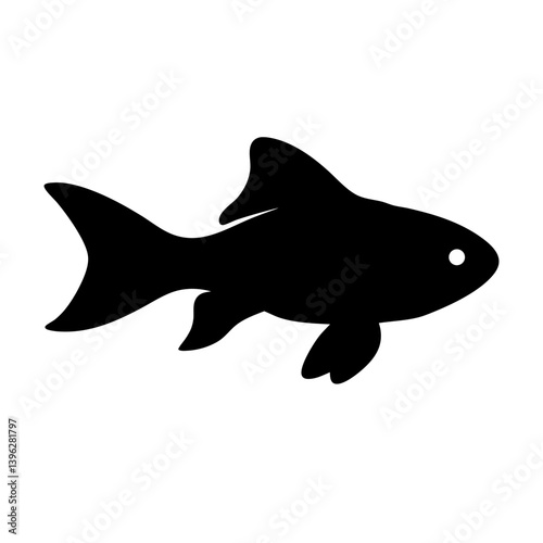 goldfish black silhouette of a moorish idol fish aquatic animal ocean life- simple black silhouette of a goldfish tropical sea life animal icon,