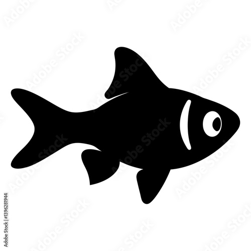 harlequin rasbora fish  black silhouette of a moorish idol fish aquatic animal ocean life- simple black silhouette of a harlequin rasbora fish  tropical sea life animal icon,