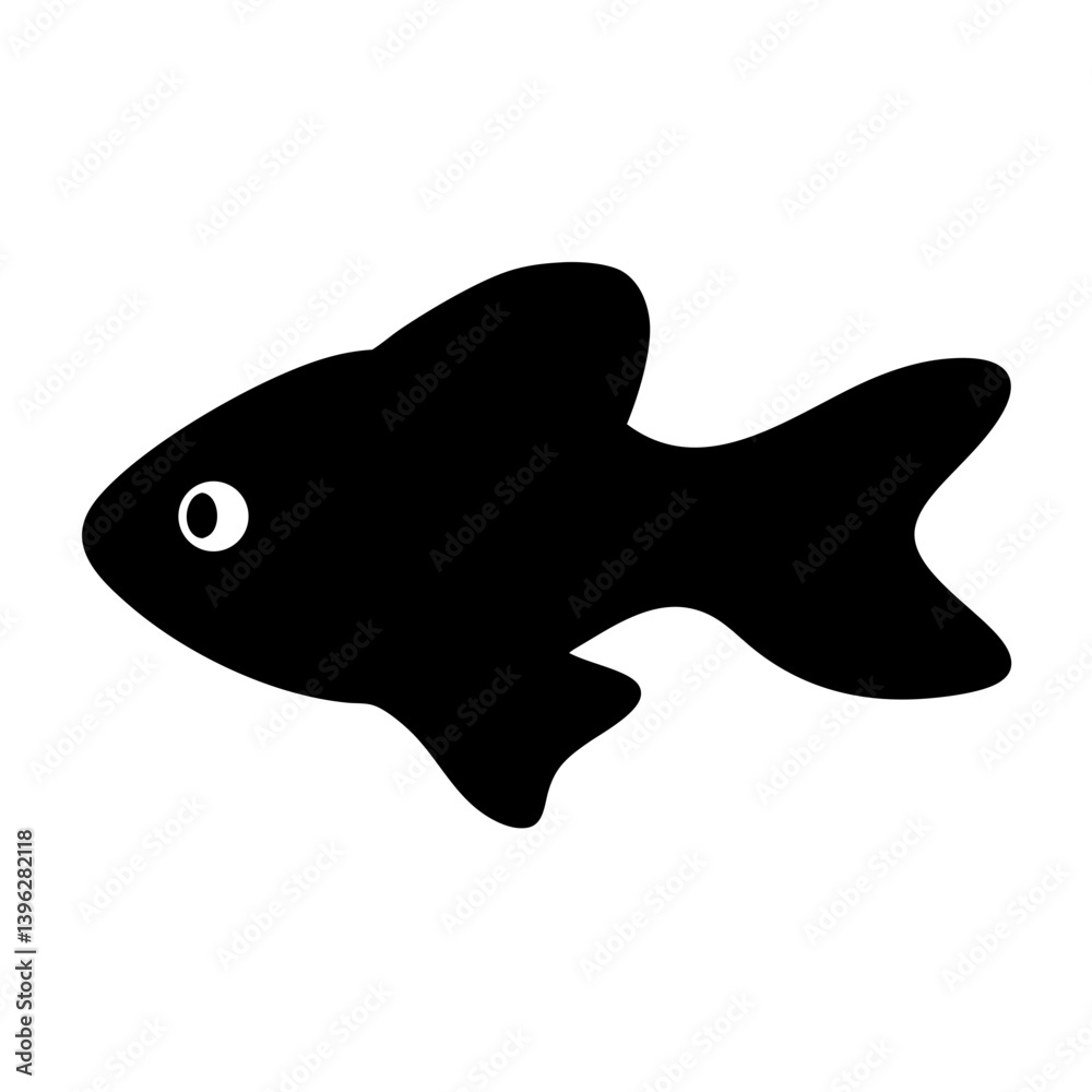 Obraz premium molly fish black silhouette of a moorish idol fish aquatic animal ocean life- simple black silhouette of a molly fish tropical sea life animal icon,