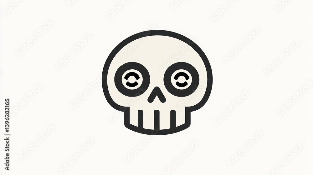 Minimalist Skull Icon with Circular Eyes and Teeth Ideal for Halloween Designs Spooky Themes Minimalist Skull Icon with Circular Eyes and Teeth Ideal for Halloween Designs Spooky Themes