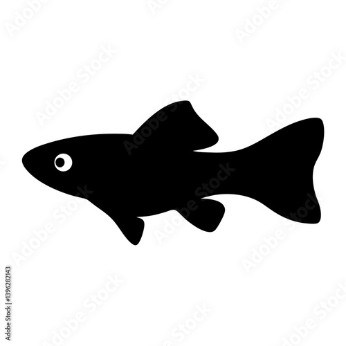molly fish black silhouette of a moorish idol fish aquatic animal ocean life- simple black silhouette of a molly fish tropical sea life animal icon,