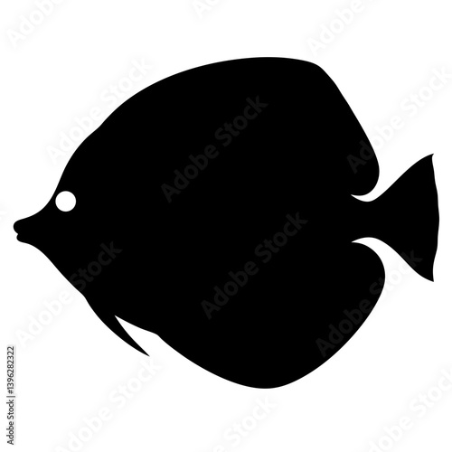 platy fish black silhouette of a moorish idol fish aquatic animal ocean life- simple black silhouette of a platy fish tropical sea life animal icon,