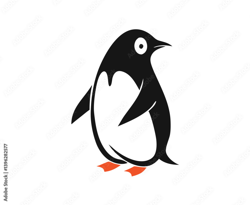 Obraz premium Cute Cartoon Penguin Collection – Vector Set with Ice Cream, Heart Balloon, Speech Bubble, Sign, and Arctic Scene.