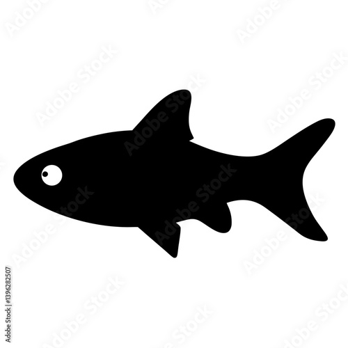 rasbora fish black silhouette of a moorish idol fish aquatic animal ocean life- simple black silhouette of a rasbora fish tropical sea life animal icon,