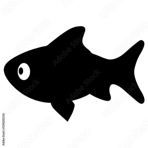 rasbora fish black silhouette of a moorish idol fish aquatic animal ocean life- simple black silhouette of a rasbora fish tropical sea life animal icon,