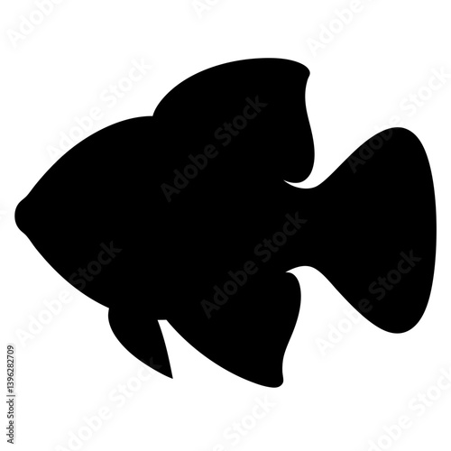 swordtail fish black silhouette of a moorish idol fish aquatic animal ocean life- simple black silhouette of a swordtail fish tropical sea life animal icon,