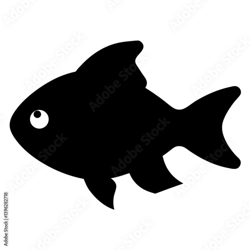 tiger barb fish black silhouette of a moorish idol fish aquatic animal ocean life- simple black silhouette of a tiger barb fish tropical sea life animal icon,