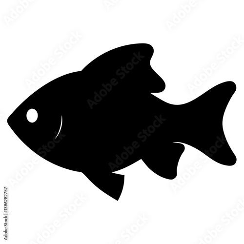 tiger barb fish  black silhouette of a moorish idol fish aquatic animal ocean life- simple black silhouette of a tiger barb fish  tropical sea life animal icon,
