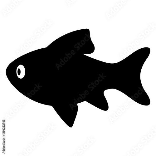zebra danio fish black silhouette of a moorish idol fish aquatic animal ocean life- simple black silhouette of a zebra danio fish tropical sea life animal icon,