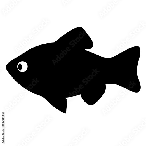 zebra danio fish black silhouette of a moorish idol fish aquatic animal ocean life- simple black silhouette of a zebra danio fish tropical sea life animal icon,
