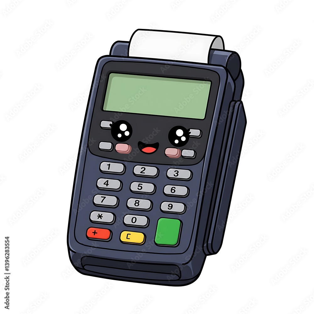 Cute Cartoon Card Machine with Rainbow Buttons and Big Eyes Cute Cartoon Card Machine with Rainbow Buttons and Big Eyes