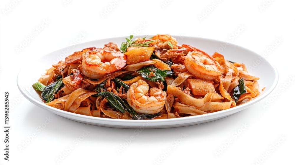 Shrimp Pad See Ew, Thai Noodles, Studio Shot Shrimp Pad See Ew, Thai Noodles, Studio Shot
