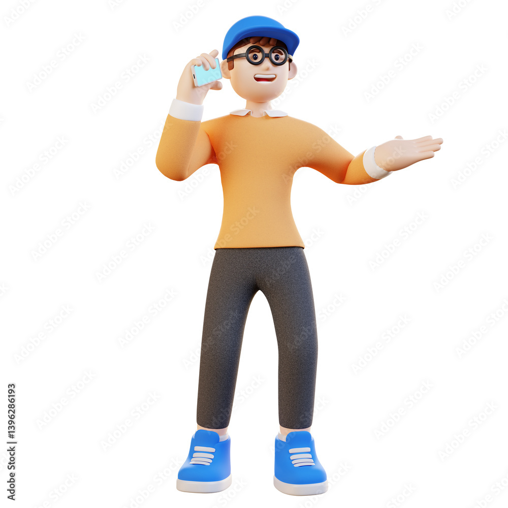 3D Character Man using Smartphone 3D Character Man using Smartphone