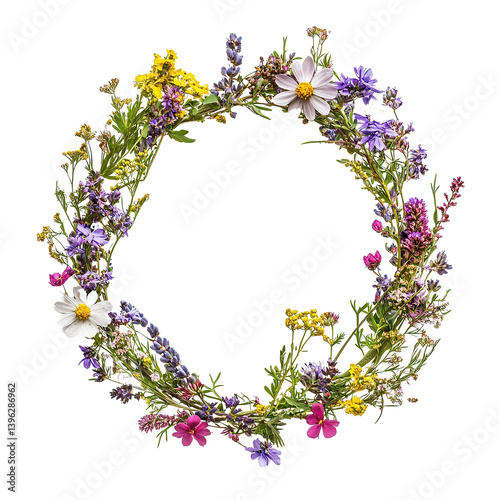 Floral crown made of wild spring flowers, Transparent Image
