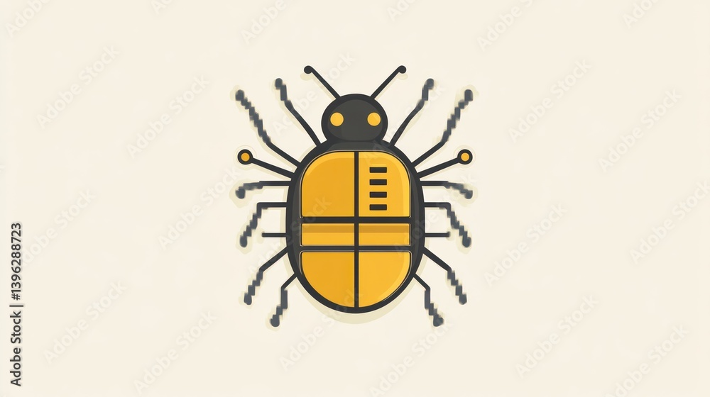 Fototapeta premium Stylized Insect Illustration with Vibrant Colors and Pixelated Effects for Design Projects