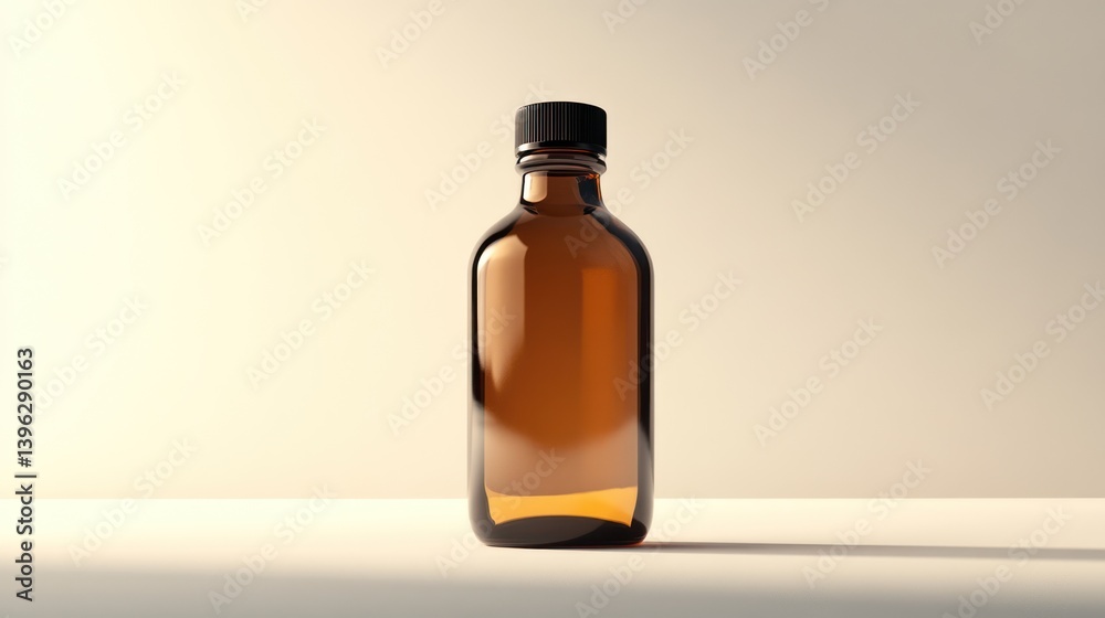 Elegant amber bottle isolated on a minimalist background captures a sense of calm Elegant amber bottle isolated on a minimalist background captures a sense of calm