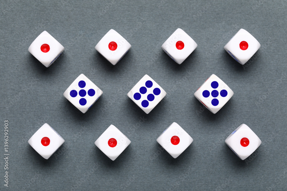 White game dices on grey background White game dices on grey background