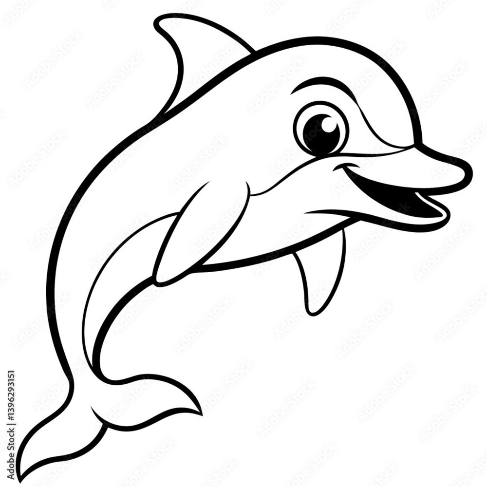 Smiling Cartoon Dolphin Line Art – Cute Sea Animal Coloring Page for Kids Smiling Cartoon Dolphin Line Art – Cute Sea Animal Coloring Page for Kids
