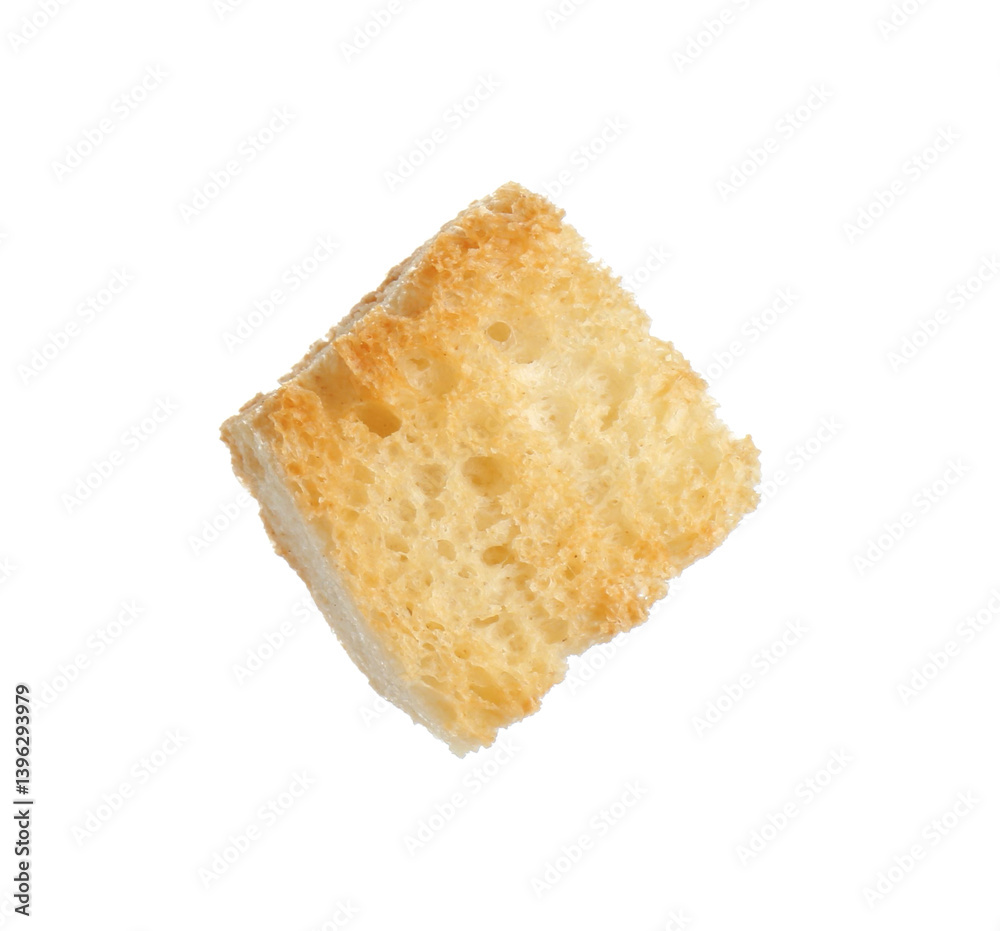 One delicious crispy crouton isolated on white