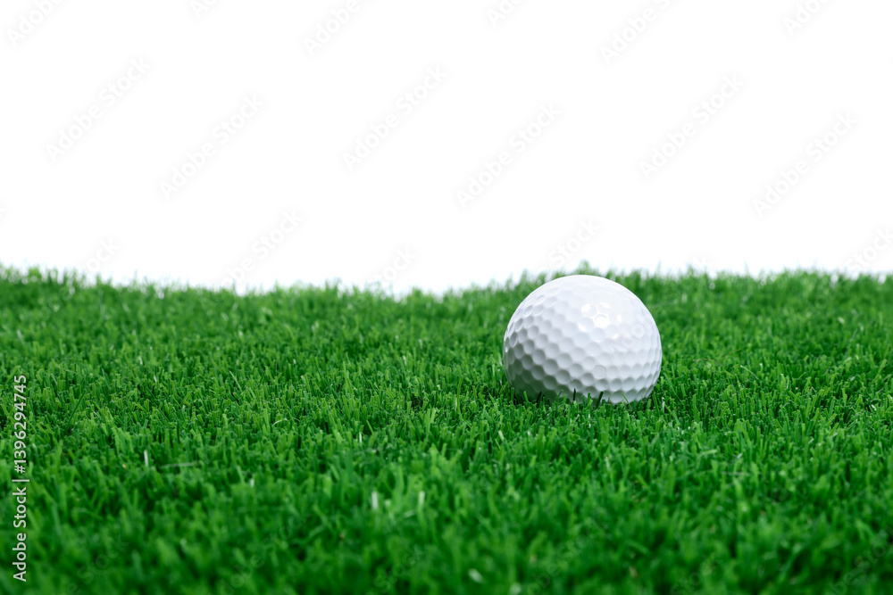 Golf ball on green grass against white background Golf ball on green grass against white background