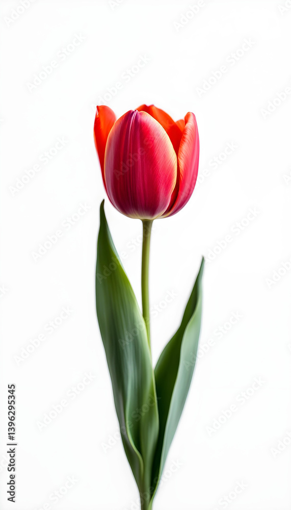 Single Red Tulip on White Background - Springtime Floral Elegance for Vacations and Celebrations - isolated background high resolution premium collection Single Red Tulip on White Background - Springtime Floral Elegance for Vacations and Celebrations - isolated background high resolution premium collection