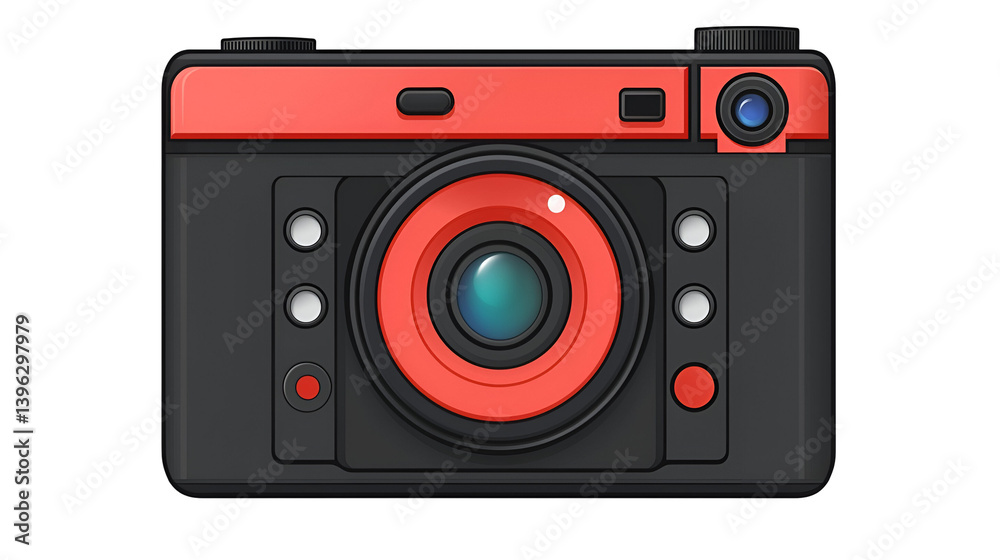 Retro Camera Design with Red and Black Color Scheme for Digital Photography and Creative Image Capture Retro Camera Design with Red and Black Color Scheme for Digital Photography and Creative Image Capture