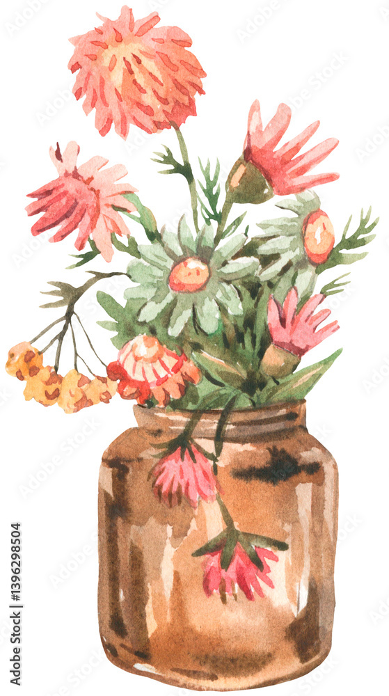 Obraz premium bouquet of flowers watercolor transparent PNG illustration