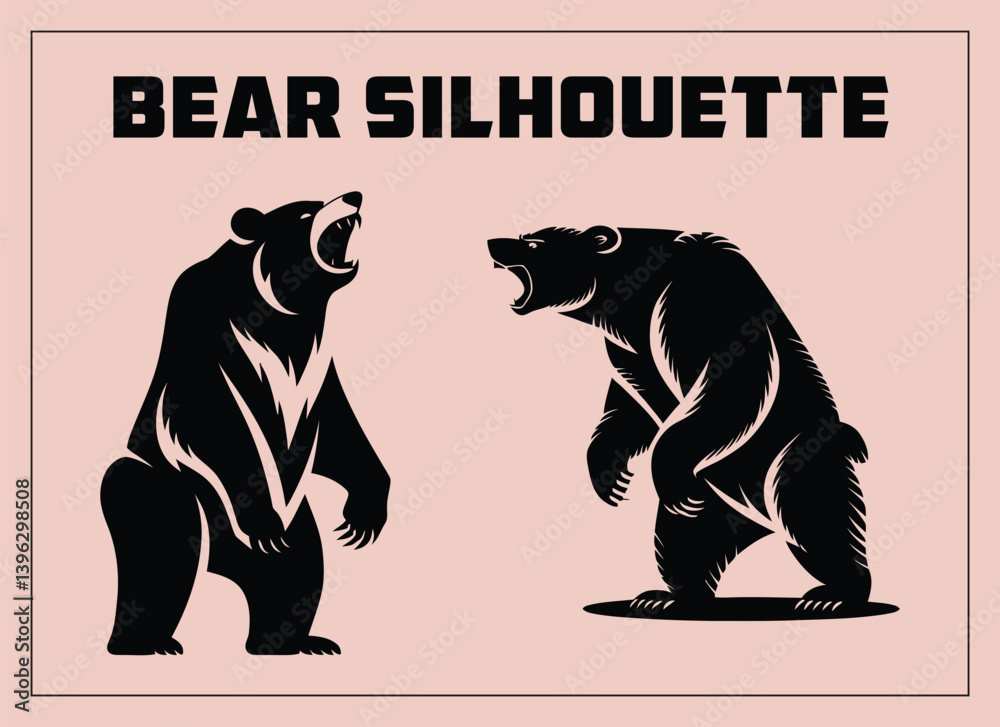 Obraz premium Bear Silhouette Isolated on White Background